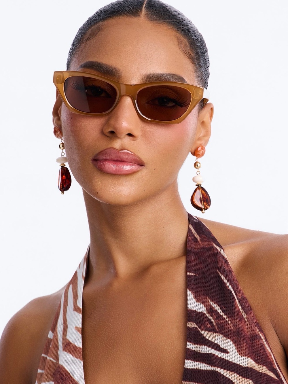 Fashion Nova Brown Cat-Eye Sunglasses